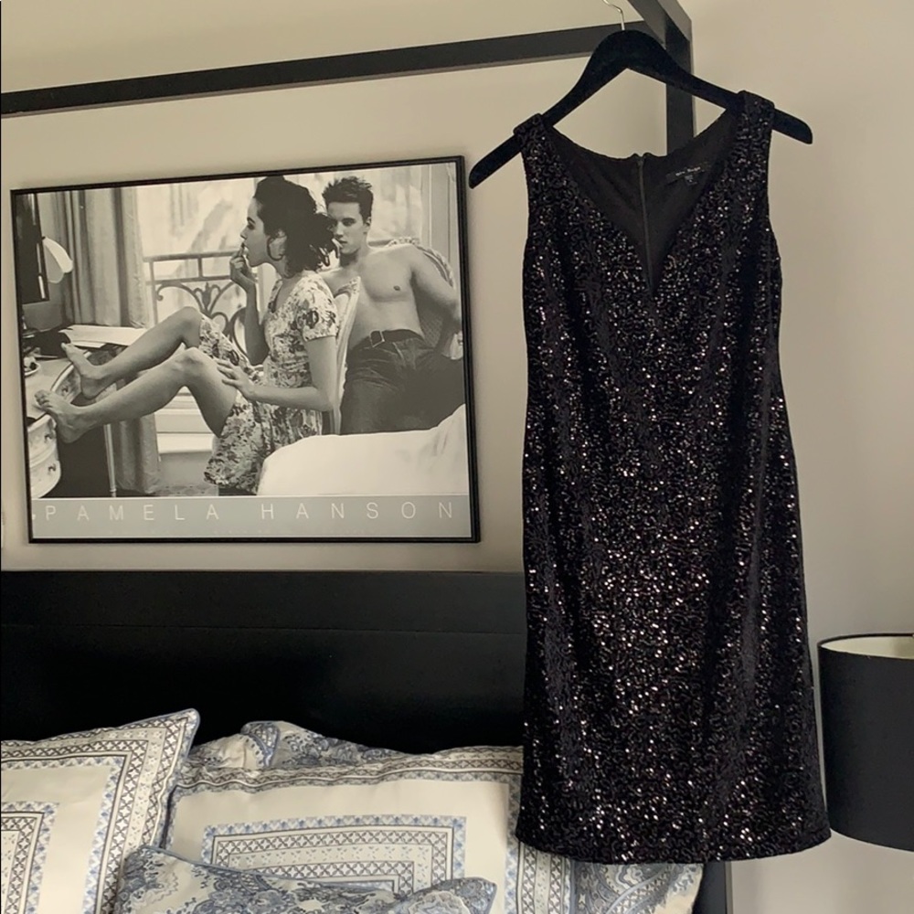 Black velvet sequined party dress